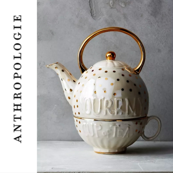 Anthropologie Other - Anthropologie Sweet Sentiment You’re My Cup Of Tea Teapot Teacup Set